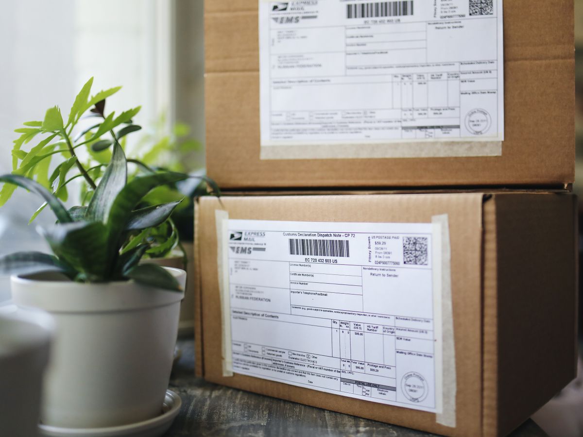 Packed online orders ready to ship