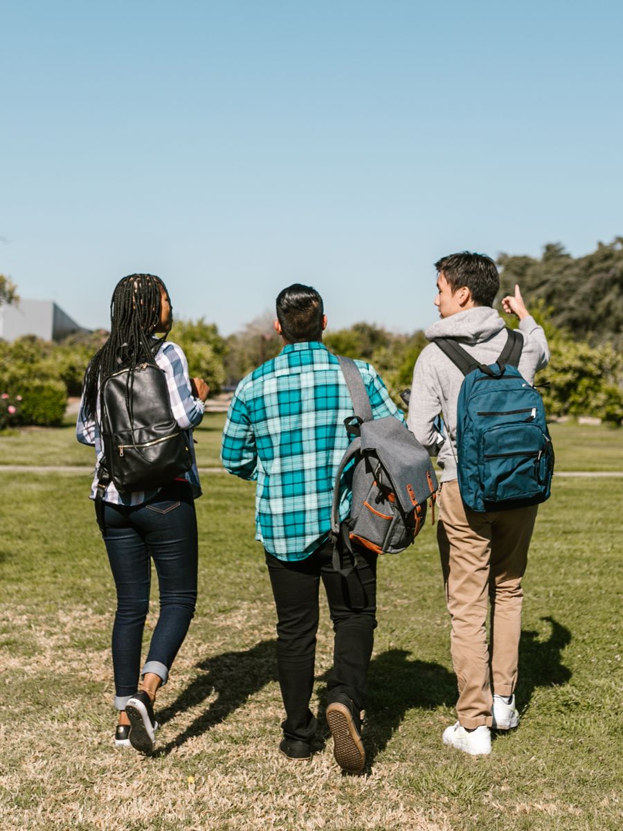 College students walking together on campus