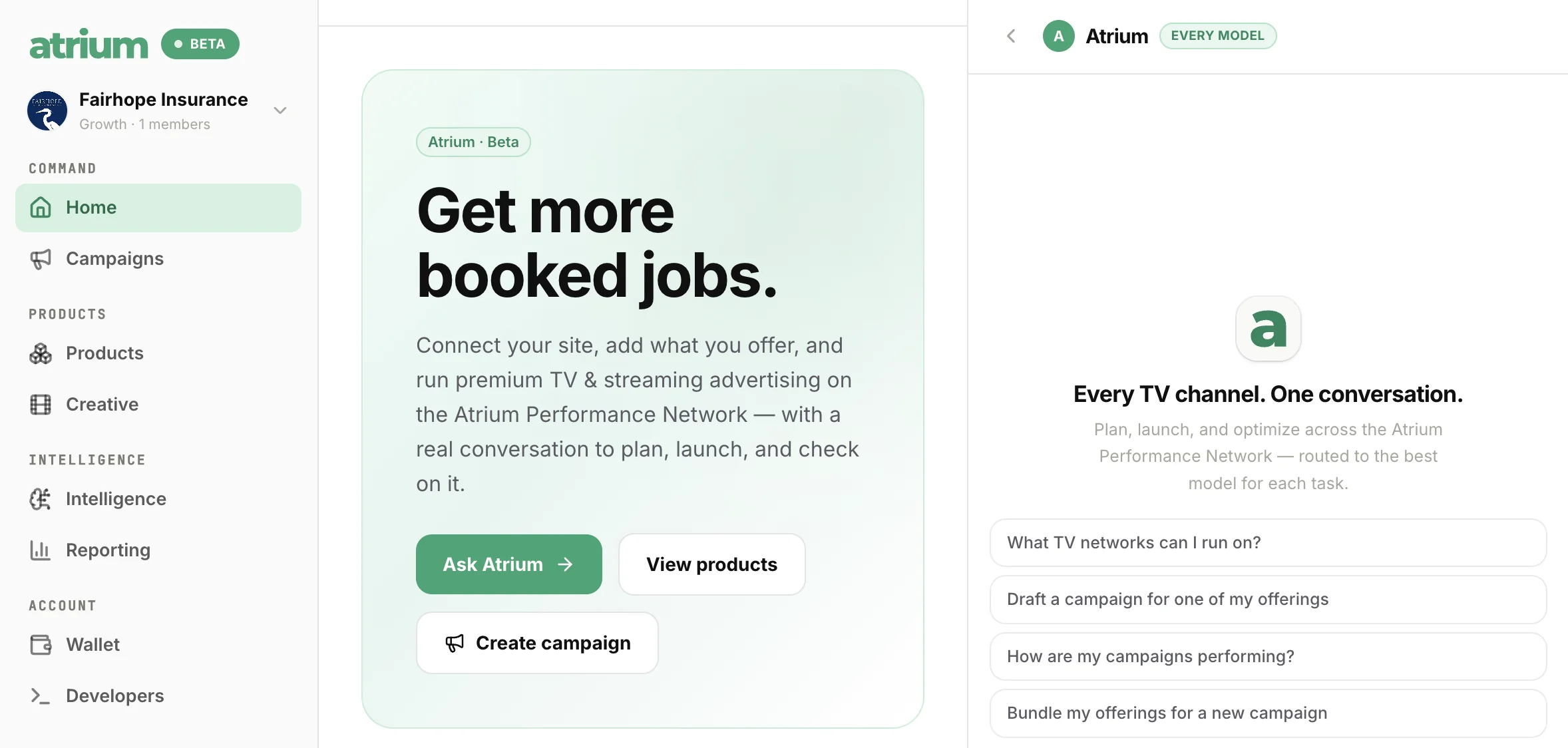 The Atrium platform: plan, launch, and manage premium TV and streaming campaigns in one conversation
