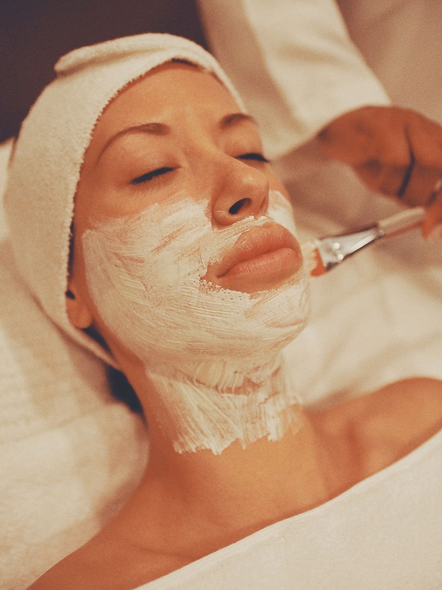 A client relaxing during a skincare treatment