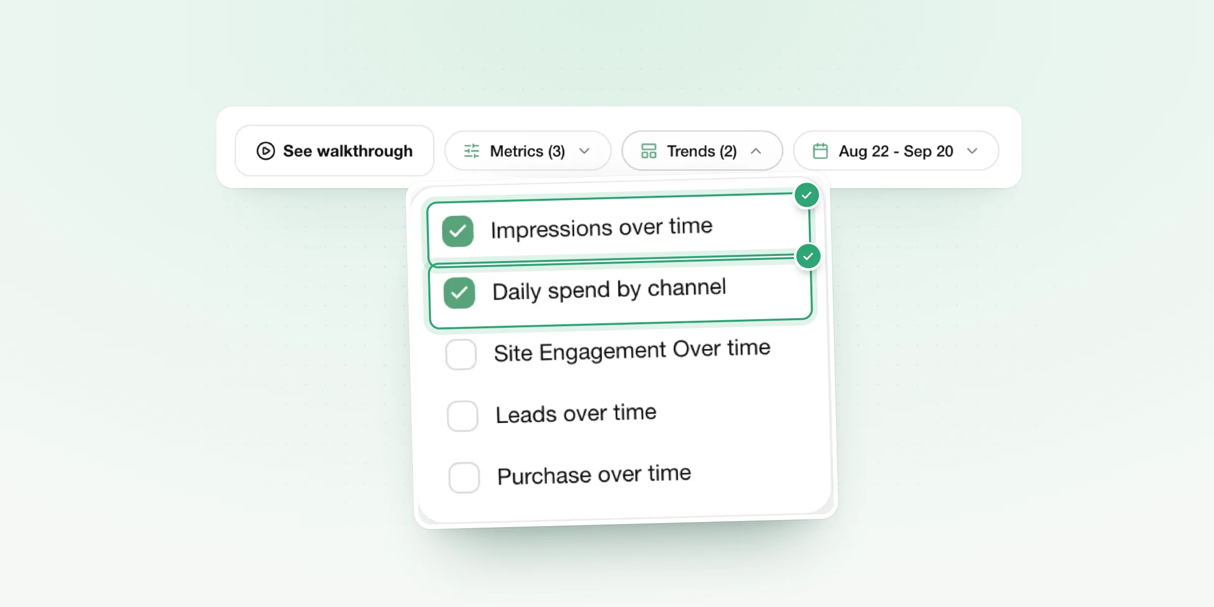 Build your own view. Pick the metrics and the trend lines.
