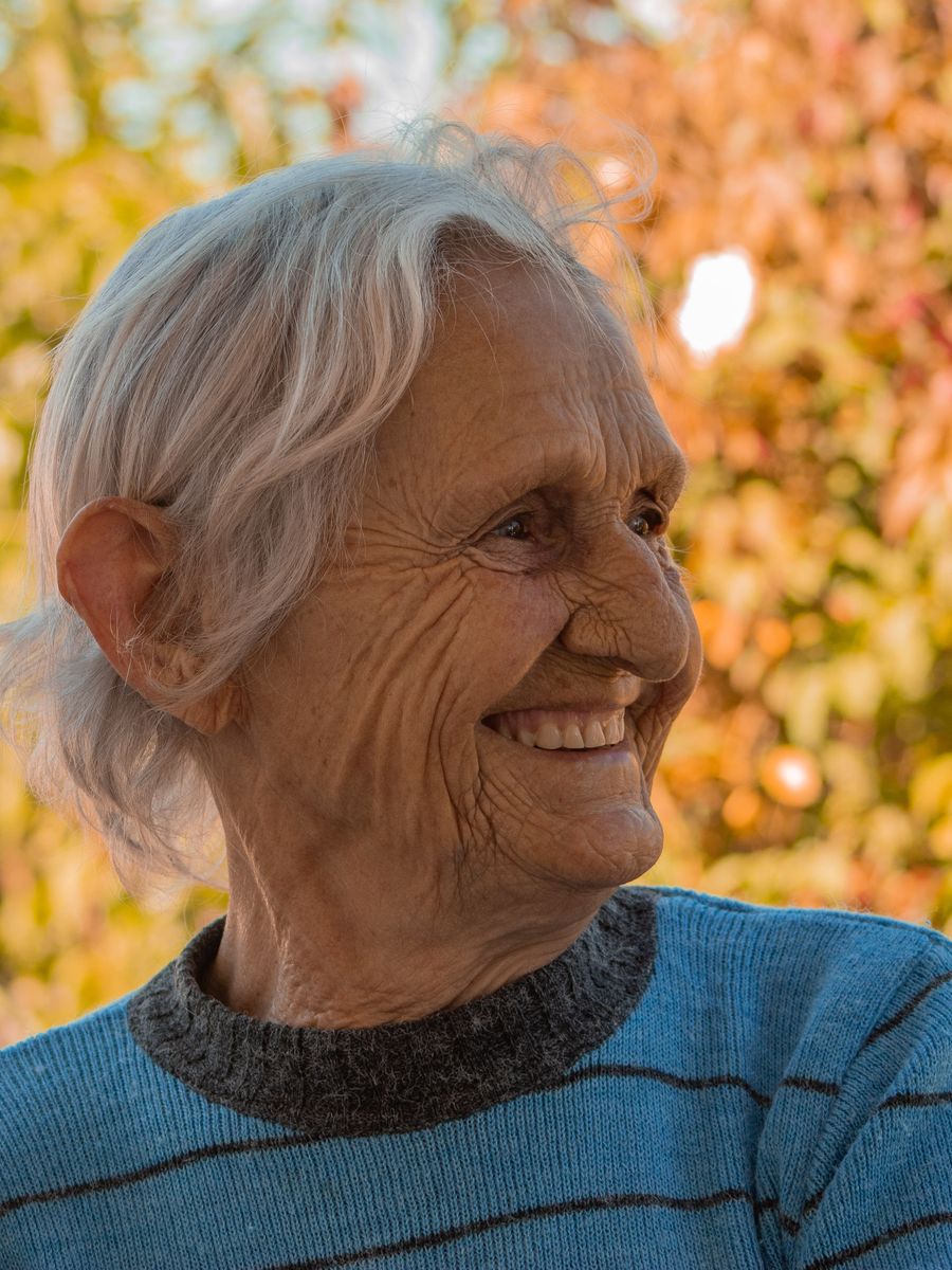 A smiling senior enjoying her day